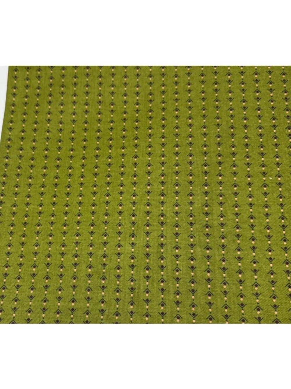 Green Patterned Cotton Quilting Fabric 19x22" Retro-Style Small Diamond Print